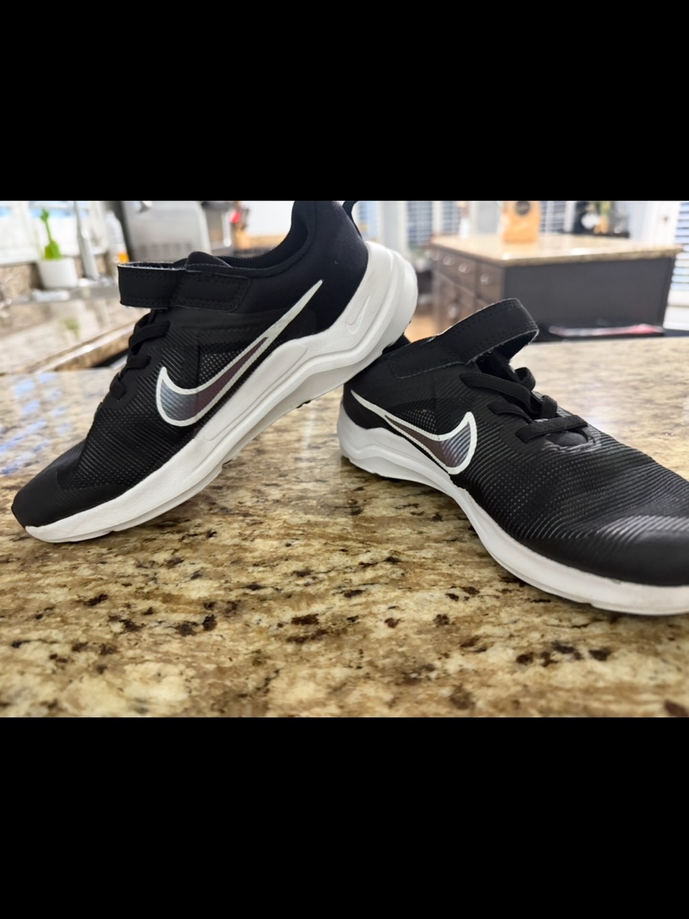Nike Black and White Kids Hook-and-Loop Sneakers
